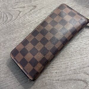 Louis Vuitton Damier Ebene Brown Checkered Zip Around Wallet